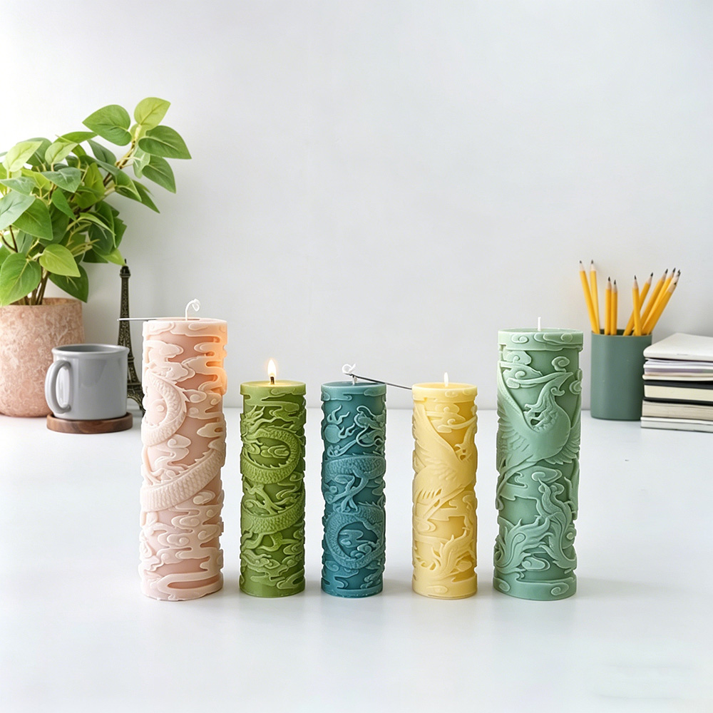 Candle Supplies Phoenix - Дракон Феникс тиснение цилиндр свеча силиконовая