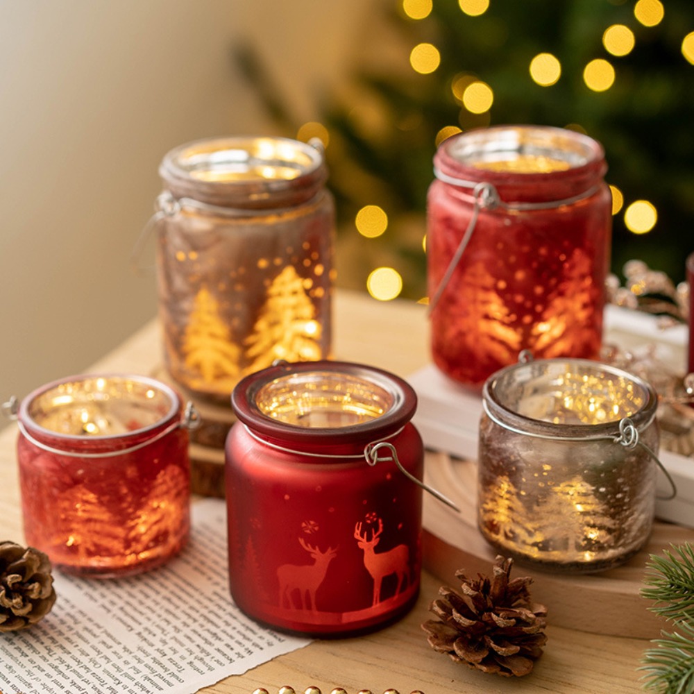 Candle Glass Supplies - Рождественский гальванический стеклянный подсвечник, пустая чашка,